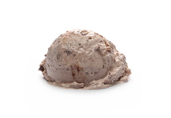 Caramel ice cream ball isolated on white background