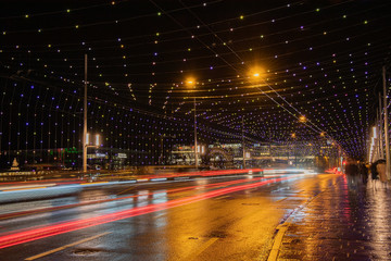 Seebrücke in Weihnachtsbeleuchtung, Luzern, Schweiz