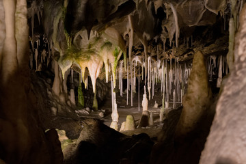 Stalagmites and stalactites in Vazecka cave, Slovakia