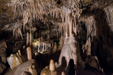 Stalagmites and stalactites in Vazecka cave, Slovakia