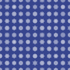 Snowflake season nature winter snow symbol frozen ice xmas element and christmas frost seamless pattern background vector illustration.