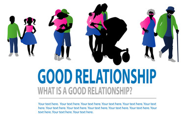 Couple growing up  from baby to old age. Life cycle and aging process. Forever and ever. Stick figure generation. Concept of love in old age, successful marriage, old couple, Romantic logotype.