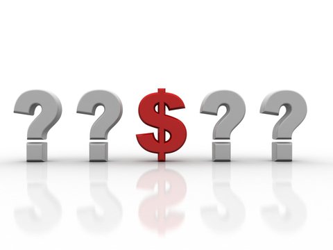 3d rendering Dollar symbol with question mark