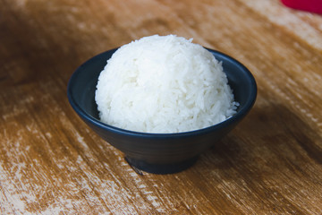 Jasmine rice in black cup