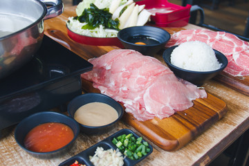 Vegetables and meat for Suki