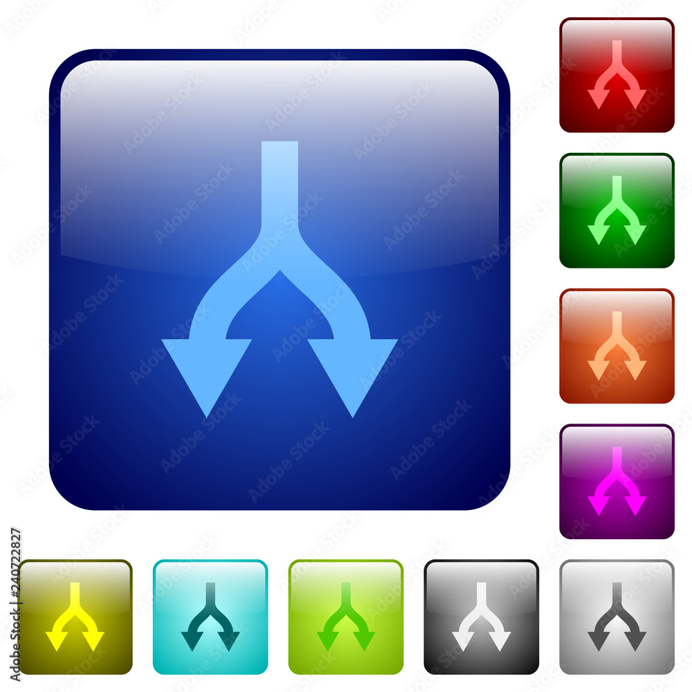 Poster split arrows down color square buttons