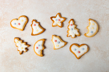 Christmas cookies with white glaze