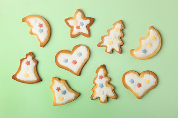 Christmas cookies with white glaze