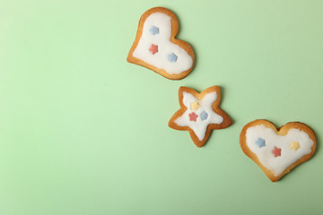 Naklejka premium Christmas cookies with white glaze