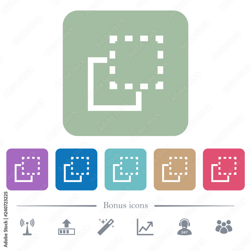 Poster bring element to front flat icons on color rounded square backgrounds