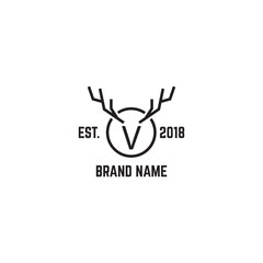 Deer horn brand logo template
