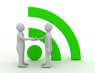 3d  person with big symbol. RSS (blog)