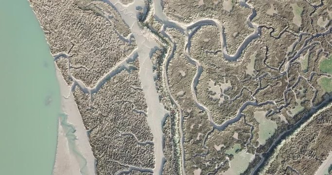 aerial view of a mudflat