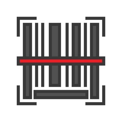 Obraz premium Barcode vector, Online shopping filled style icon editable outline