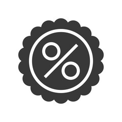 Percent badge vector, Online shopping solid style icon