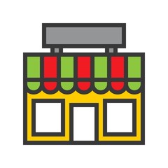 Store vector, Online shopping filled style icon editable outline