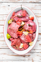 Raw chopped meat with citrus