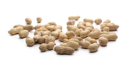Peanuts with shells isolated on white background