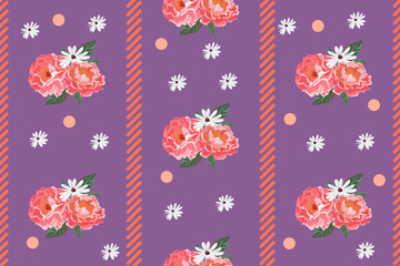 Fototapeta na wymiar Seamless background with beautiful roses. Design for cloth, wallpaper, gift wrapping. Print for silk, calico and home textiles.Vintage natural pattern