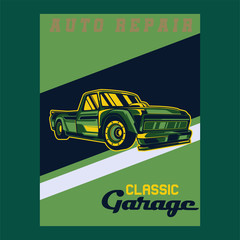 Fototapeta premium Retro style muscle car - Vector