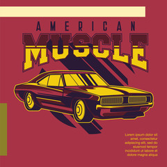 Retro style muscle car - Vector