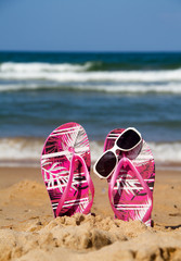 flip flops on the beach