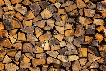 Chopped firewood logs ready for winter