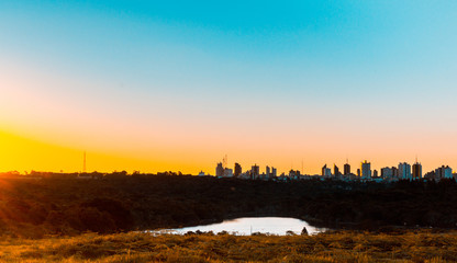 sunset over the city