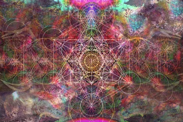 Abstract spiritual background with sacred geometry © marbenzu