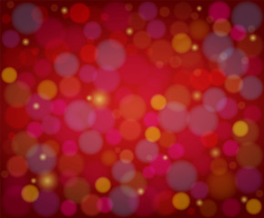 Blurred bokeh lights on pink violet background. Christmas, New Year and Xmas holiday festival pattern. Abstract defocused blinking sparks. Fashion digital design.