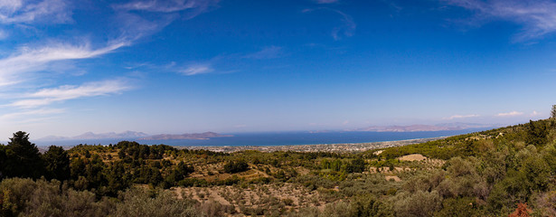 Panorama de l'ile de Kos depuis Zia en grece