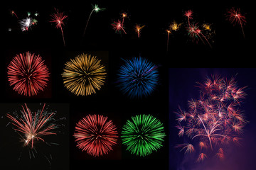 Fototapeta premium Feuerwerk-Collage/Bausteine