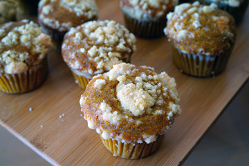 Fresh muffins with crumble top
