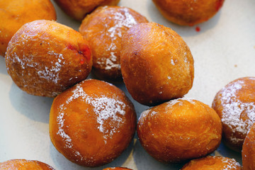 Jelly filled donut fritters with sugar