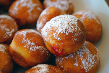 Jelly filled donut fritters with sugar