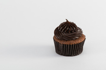 chocolate cupcake on white background, isolated