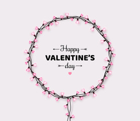 Valentines day card with light bulbs