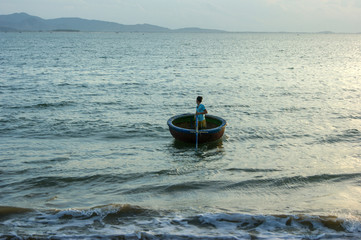 Vietnam, Phanrang - November, 2017: Fishermen in the field