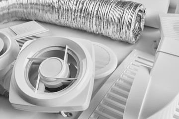 ventilation system components on white background side view
