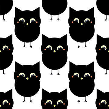 Cute big black owl pattern