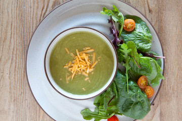 Broccoli Cheese Soup and Salad