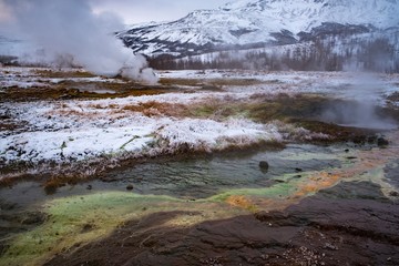 heiße Thermalquellen, Stokkur Geysir, Golden Circle, Island