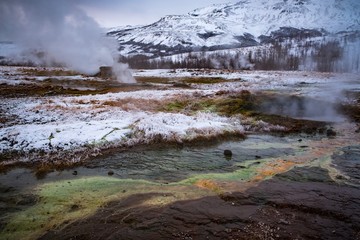 heiße Thermalquellen, Stokkur Geysir, Golden Circle, Island
