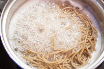 noodles in boiling water