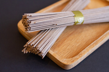 noodles on black background