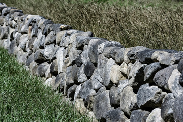 Fieldstone wall detail, Cape Cod, Massachusetts, USA.