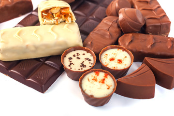 assortment of chocolates on a white background