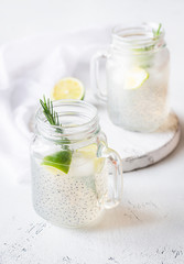 Basil seed drink in the mason jar
