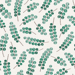  Embroidery floral seamless pattern on linen cloth texture