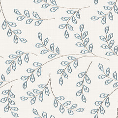 Embroidery floral seamless pattern on linen cloth texture
